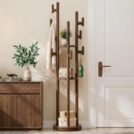 Solid Wood Freestanding Coat Rack with Multi Hooks, Entryway Hat and Jacket Stand, 68.9 in Tall