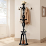 Wooden Hall Tree Coat Rack Stand with 8 Hooks, Freestanding Garment Organizer for Entryway