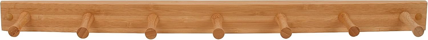 51Ae2p5ZObL._AC_SL1500_.jpg Wall Mount 7-Peg Wood Rack (Bamboo) - Organizer for Bathroom, Kitchen, Laundry Room, Office, Garage, Classroom, & More / Hang Entryway Coats, Purses, Scarves, & Hats - Image 1