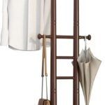 Solid Wood Coat Rack ,Coat Rack Freestanding Wood Tree Rack with 12 Hooks, Creative Design shape of a boat,easy assemble coat tree for Entryway, Bedroom,Coats,Bags ( Color : Walnut (real wood base) )