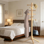 Classic Wooden Coat Rack with 12 Hooks, Freestanding Clothes Tree for Entryway and Bedroom