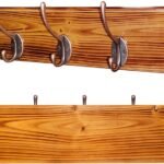 Wooden Coat Rack Wall Mount, Rustic Wood Wall Mounted Coat Rack with 5 Hooks - Entryway Organizer and Storage Solution for Hats, Scarves (Brown, 5 Hooks)