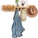 Wooden Coat Rack Wall Mount Shelf with 11 Hooks Wooden Wall Mounted Down Wooden Piano Wall Hooks Wooden Key Holder for Coats Bag Hat Umbrella Entryway Shelf Housewarming Holiday Gifts