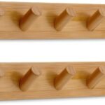 Wall Mounted Coat Rack With 5 Hooks (2-Pack), 16.5" Wooden Wall Hook Rack - Modern Scandinavian Home Decor - Series 6