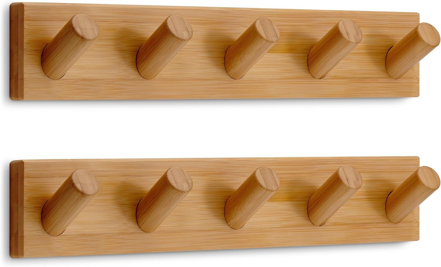 81FZNPeweAL._AC_SL1500_.jpg Wall Mounted Coat Rack With 5 Hooks (2-Pack), 16.5" Wooden Wall Hook Rack - Modern Scandinavian Home Decor - Series 6 - Image 1