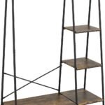 Rustic Clothes Rack, Clothing Rack for Hanging Clothes Heavy Duty Garment Rack with 5 Wood Shelves Freestanding Portable Closet Organizer for Bedroom/Entryway/Boutiques，Matte Black