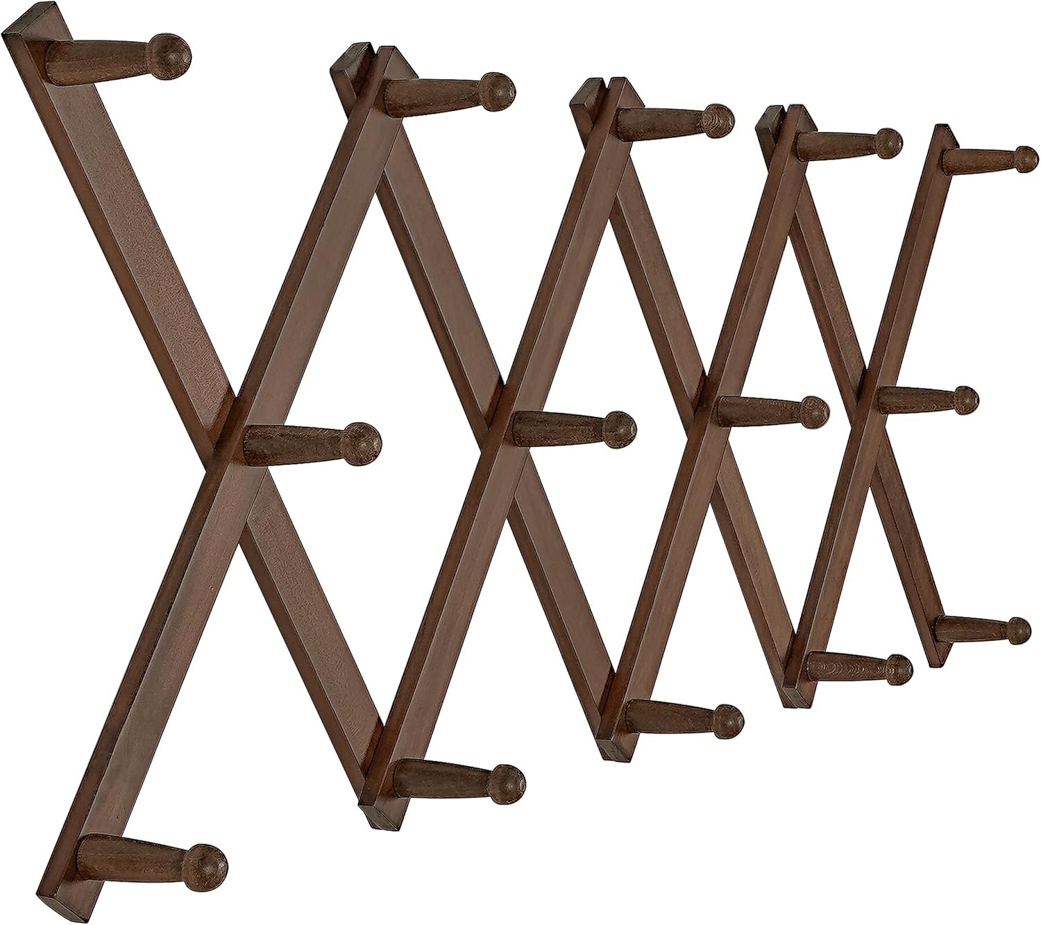81oOS3KSX5L._AC_SL1500_.jpg Accordion Wall Hanger, Modern Expandable Coat Rack Wall Mounted, Solid Wooden Wall Hat Rack for Wall, 14 Peg, Walnut - Image 1